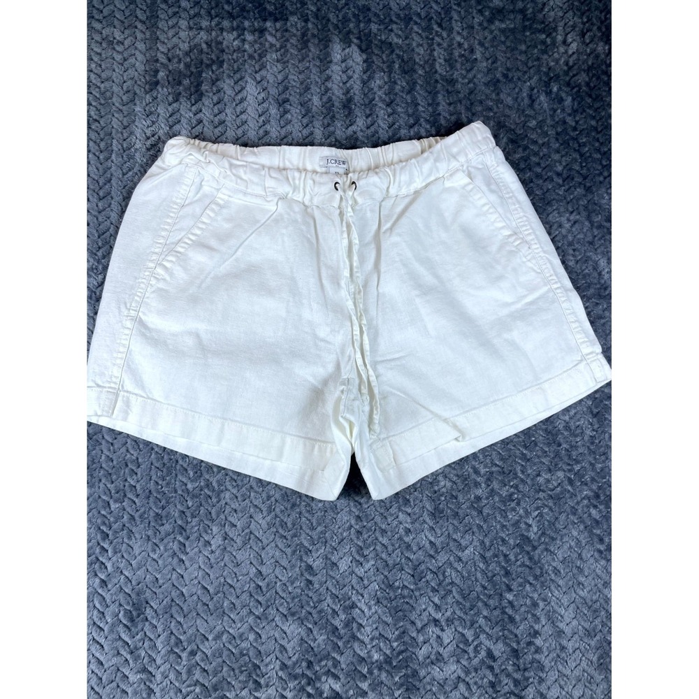 J.Crew White Linen Shorts Womens XS Casual Drawstring Chino 4 Inch Inseam